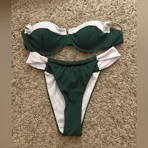 Green and White Women's Bikini Set